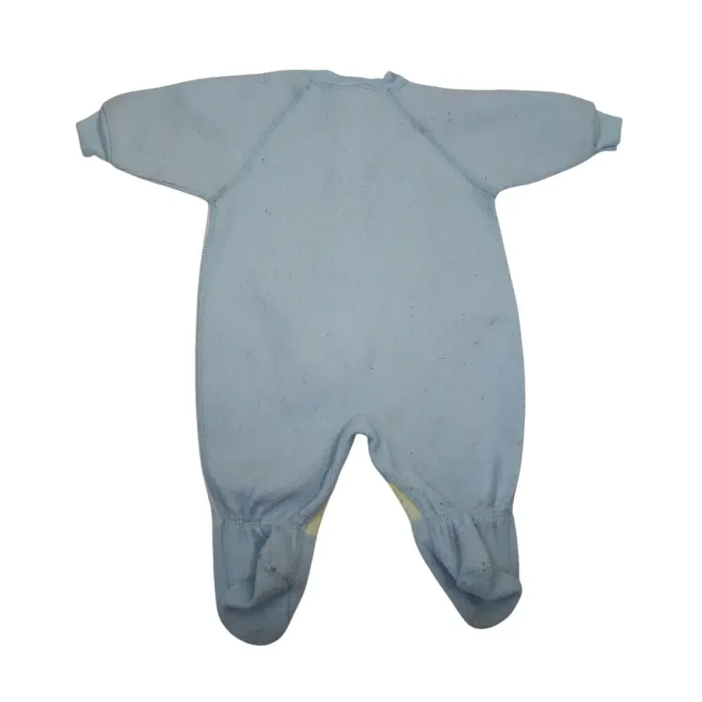 Vintage Sesame Street Babies Blue One Piece Zip Pajama 6 Months